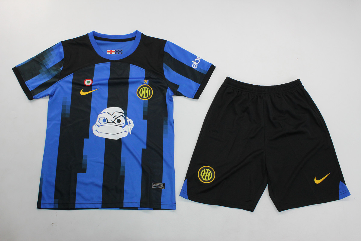 Kids-Inter Milan 23/24 Home Ninja Turtle Soccer Jersey